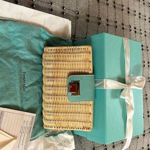 Tiffany & CO Blaine Wicker Clutch small Tiffany Blue Made in Italy